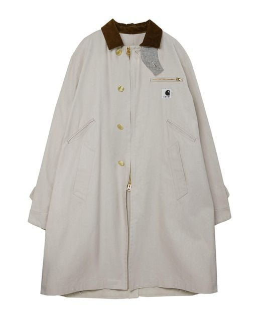 SACAI X CARHARTT WIP Gray Trench Coat With Logo for men