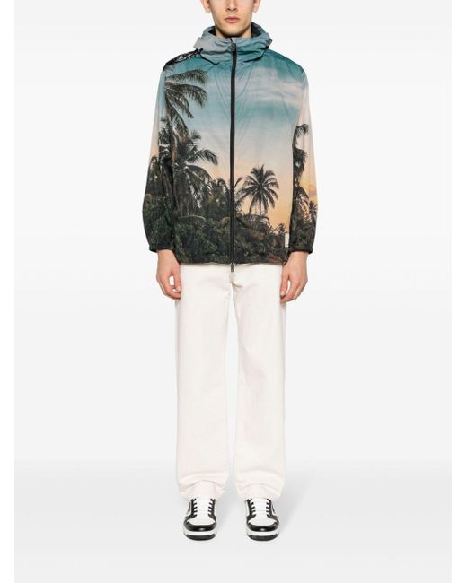 Emporio Armani Gray Printed Nylon Blouson Jacket for men