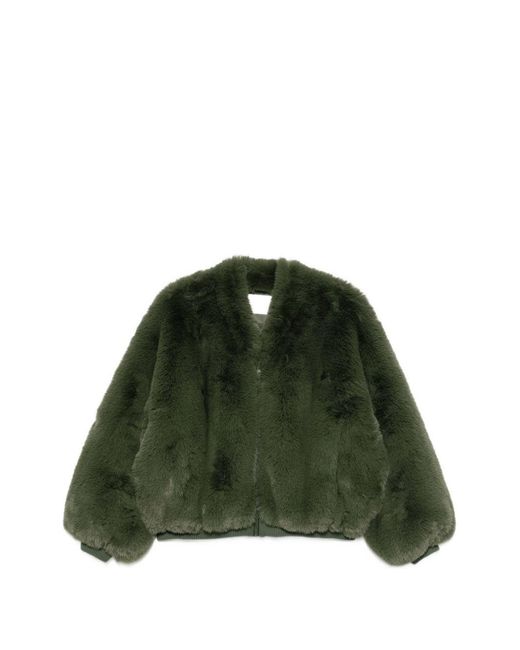 Frankie Shop Green Senna Faux Fur Jacker
