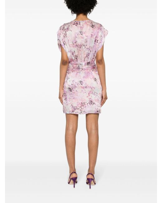 IRO Pink Floral Print Silk Short Dress