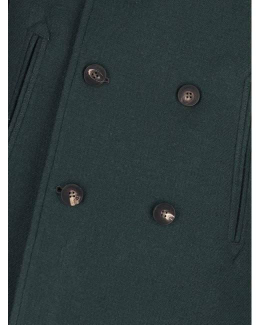 Camplin Green Notch-Lapel Double-Breasted Peacoat for men