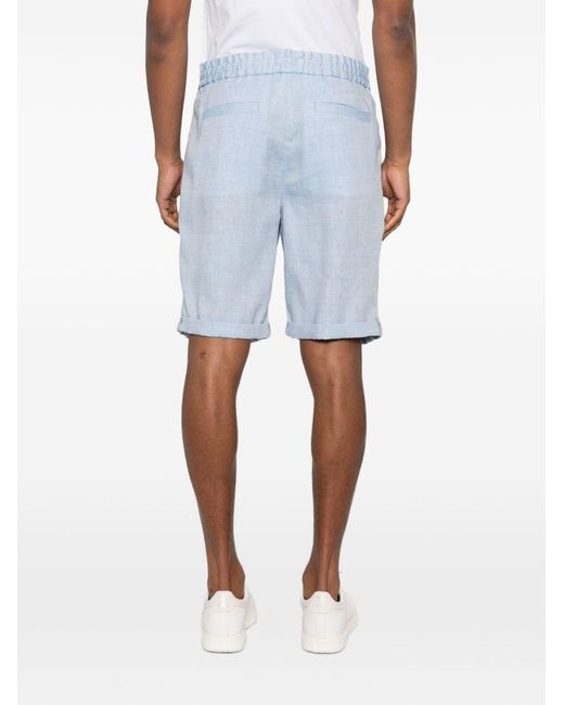 Brunello Cucinelli Blue Linen Blend Shorts for men
