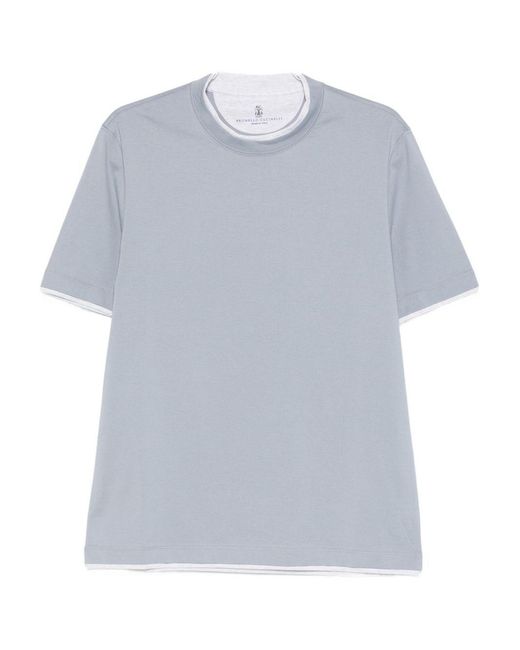 Brunello Cucinelli Gray Cotton T-Shirt for men