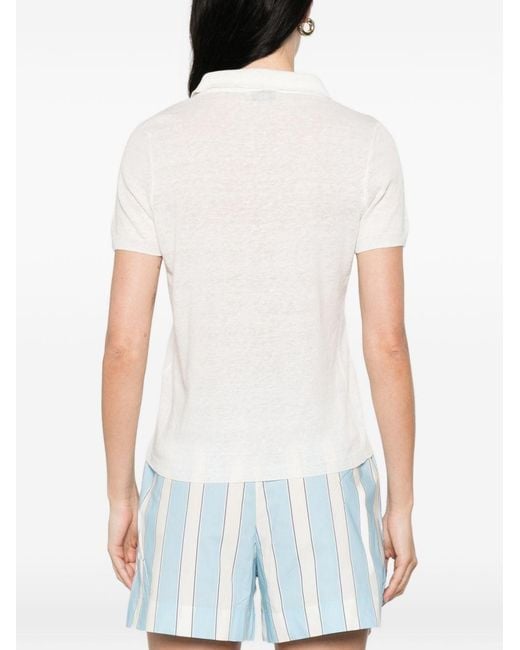 Base London White Linen And Cotton Blend Polo Shirt