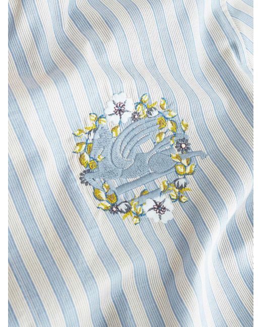 Etro Blue Logo Cotton Shirt for men