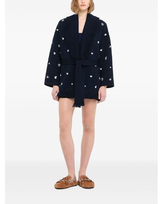 Alanui Blue Echoes Of The Bandana Cashmere Cardigan