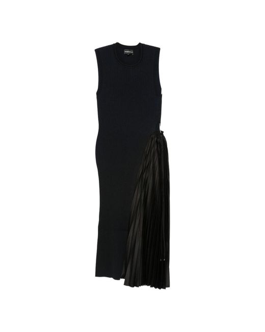 Emporio Armani Black Pleated Midi Dress