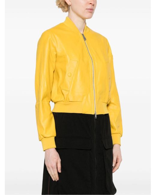 Peuterey Yellow Chiosya Leather Bomber Jacket