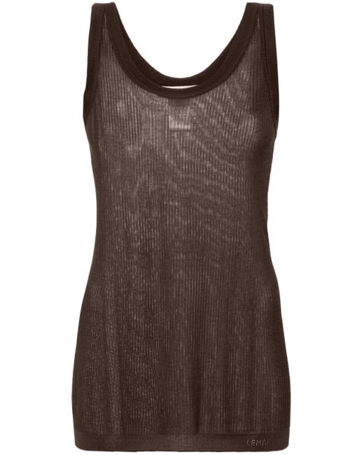 Lemaire Brown Ribbed Trim Tank Top