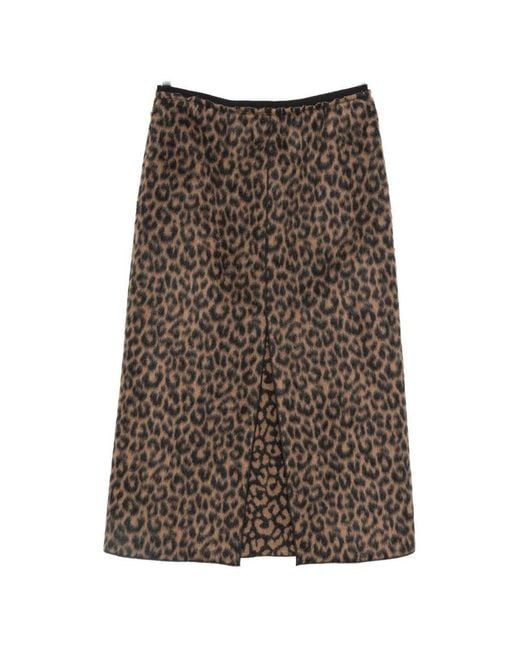 Alysi Brown Wool Midi Skirt