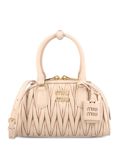 Miu Miu Natural Arcadie Leather Handbag