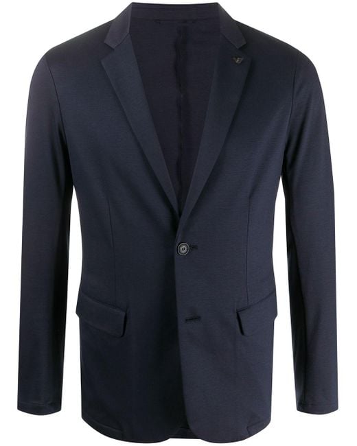 Emporio Armani Blue Lapel-pin Blazer for men