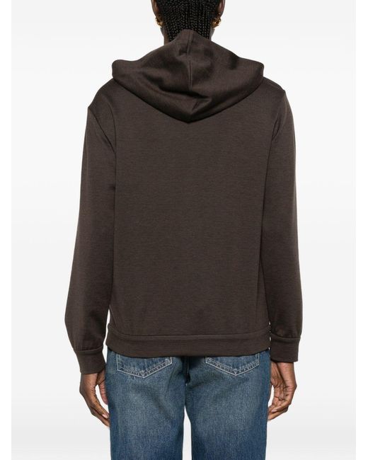 Brunello Cucinelli Brown Cotton And Silk Hooded Cardigan