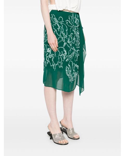 Dries Van Noten Green Sima Ebmroidered Skirt