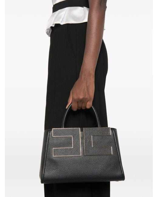 Elisabetta Franchi Black Faux Leather Tote Bag