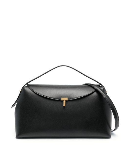 Totême Black T-Lock Leather Handbag