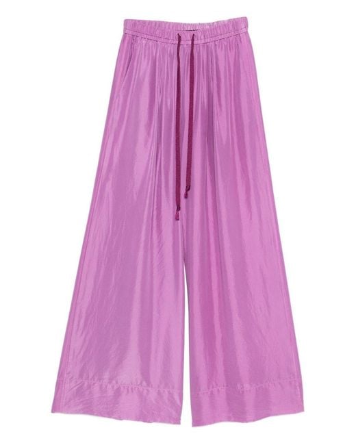 Forte_forte Purple Silk Drawstring Trousers