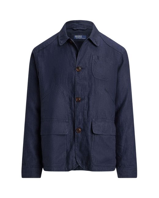 Polo Ralph Lauren Blue Herringbone Utility Jacket for men