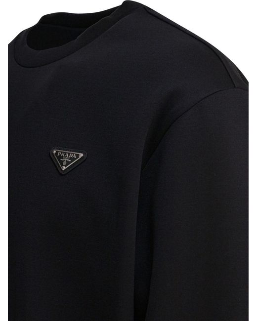 Prada Black Logo Cotton Sweatshirt for men