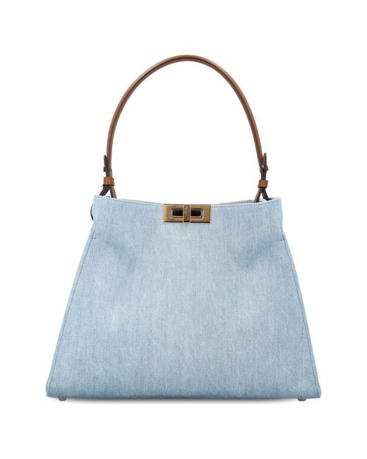 Fendi Blue Way Medium Denim Tote