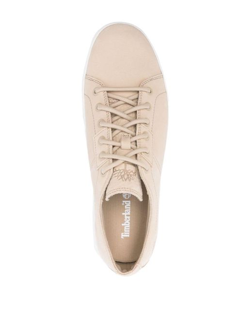 Timberland White Logo-debossed Leather Sneakers for men