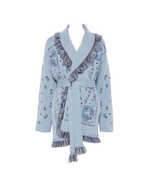Alanui Blue Bandana Cashmere Cardigan
