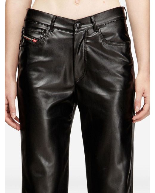 DIESEL Black Faux-Leather Trousers