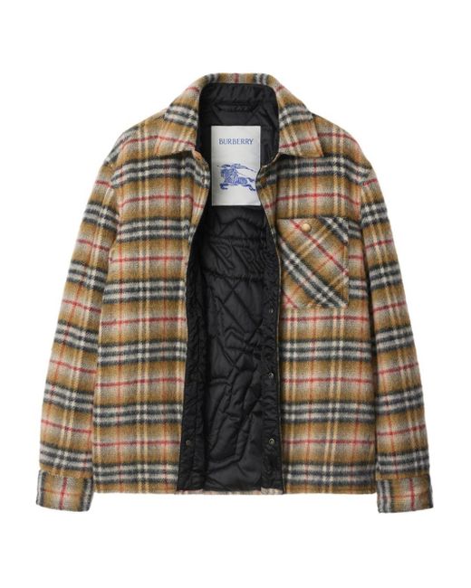 Burberry Brown Check Wool Overshirt for men