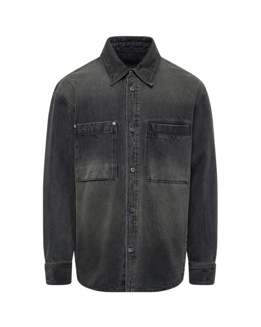 Wooyoungmi Black Washed Denim Shirt for men