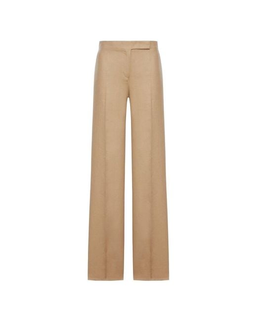 Max Mara Natural Linen High-Waisted Trousers