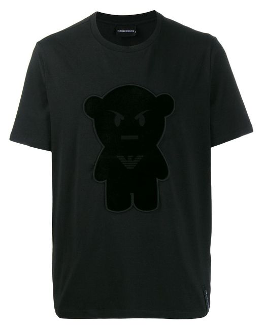 Emporio Armani Black Manga Bear Cotton T-shirt for men