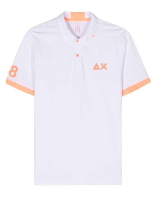 Sun 68 White Ax Piqué Polo Shirt for men