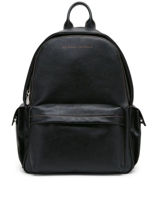 Brunello Cucinelli Black Calfskin Travel Backpack for men