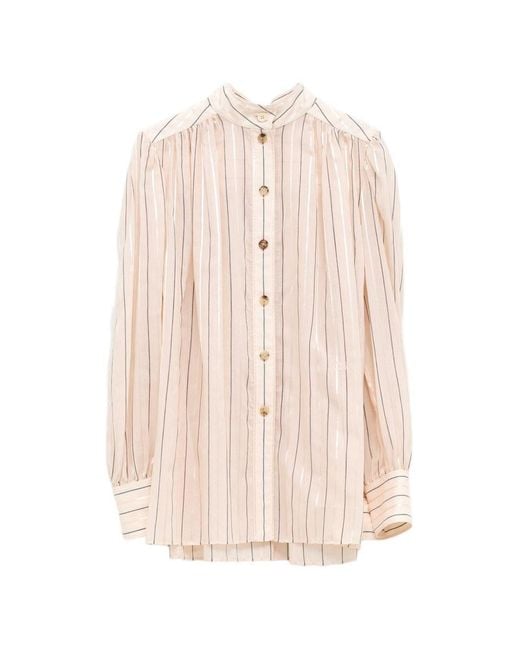 Chloé Pink Striped Silk Shirt