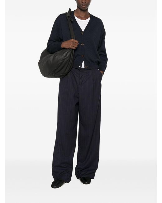 White Sand Blue Wide-Leg Trousers