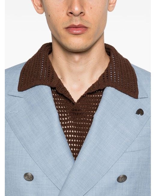 Gabriele Pasini Blue Double-Breasted Blazer for men