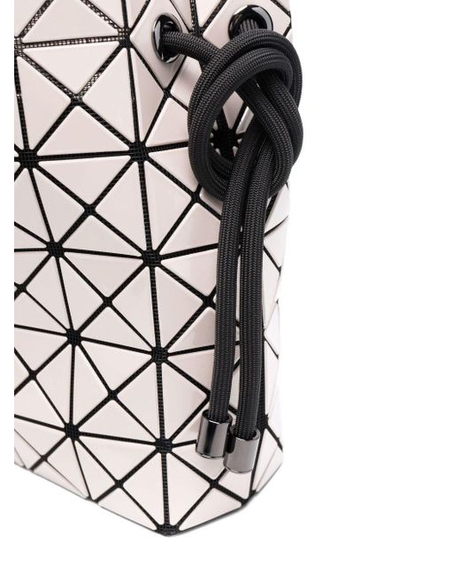 Issey Miyake White Geometric-Pattern Drawstring Shoulder Bag