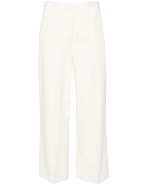Erika Cavallini Semi Couture White Straight-leg Cropped Trousers