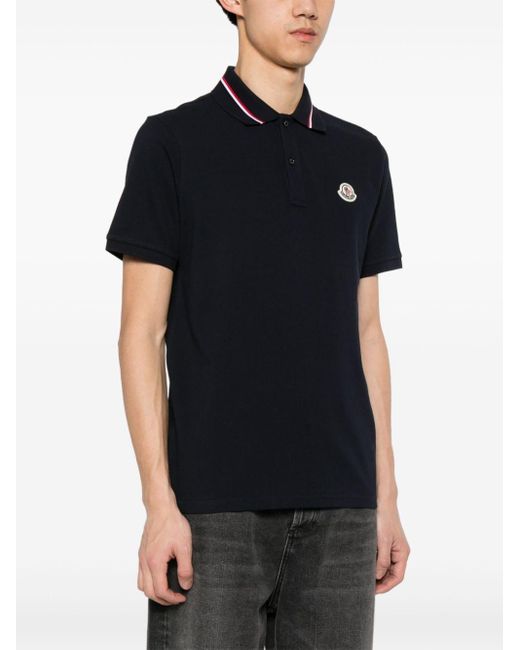 Moncler Black T-shirts And Polos Blue for men