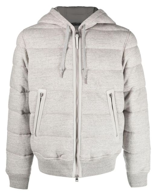 Tom Ford Gray Mélange-effect Cotton Hooded Jacket for men