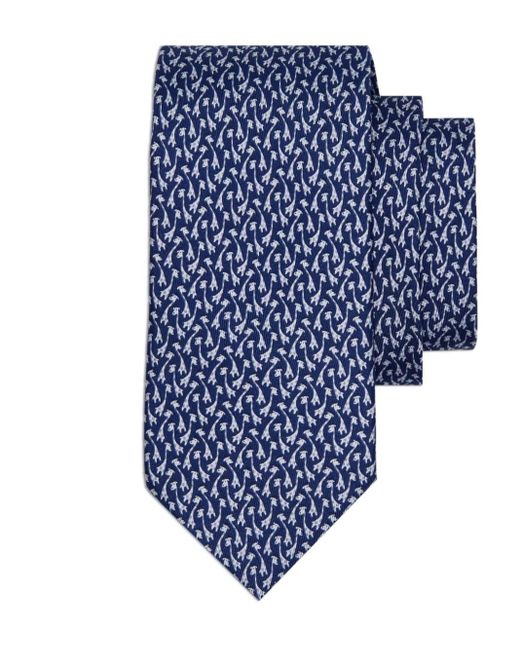 Ferragamo Blue Graphic-print Silk Tie for men