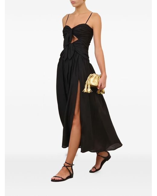Zimmermann Black Aster Silk Midi Dress
