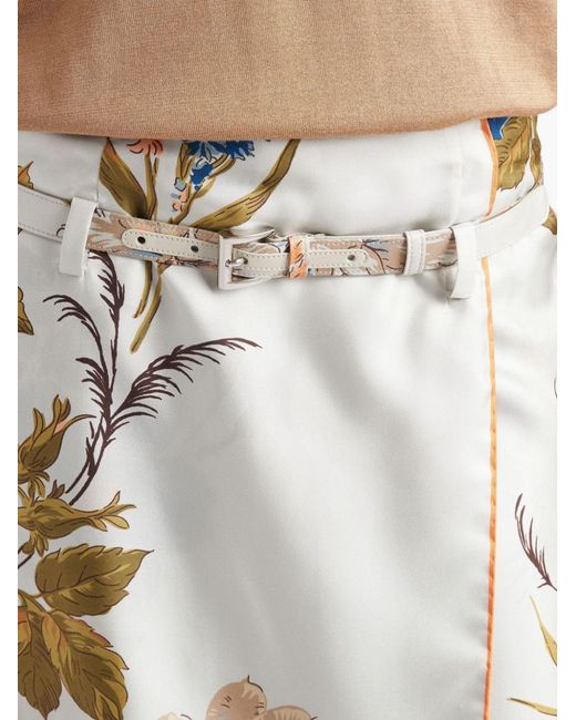 Prada Blue Silk Twill Printed Skirt