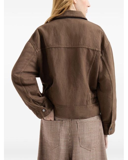 Brunello Cucinelli Brown Linen Cropped Jacket