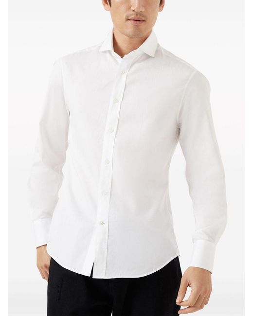Brunello Cucinelli White Cotton Shirt for men
