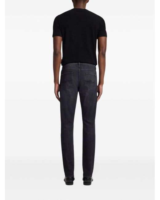 7 For All Mankind Blue Stretch Cigarette Trousers for men
