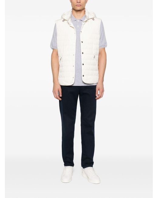 Brunello Cucinelli White Logo Cotton Polo Shirt for men