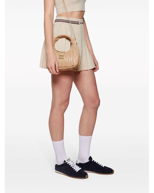 Miu Miu Blue Plume Suede Leather Sneakers