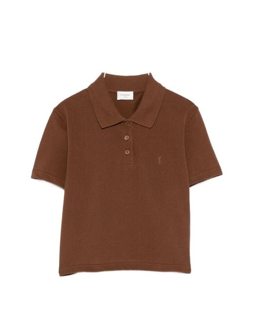 Saint Laurent Brown Cotton Polo Shirt