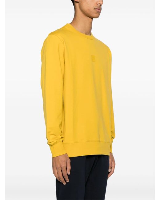 C P Company Yellow Logo-print Stretch-cotton Sweatshirt for men